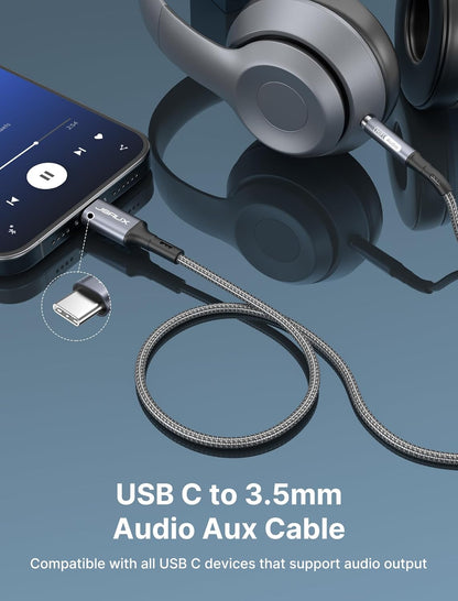 USB C to 3.5Mm Audio Aux Cable 3.3Ft, USB Type C to 3.5Mm Headphone Stereo Car Cord Compatible with Iphone 15 Pro Max, Samsung Galaxy S22/S21/S20 Ultra, Note 20/10 Plus, Ipad Pro, Pixel 5 4 XL